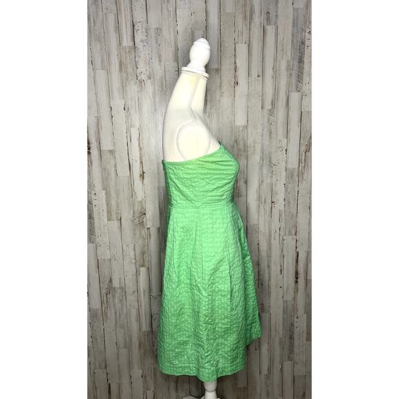 J. Crew Women's Strapless Green Pleated Knee‎ Length Dress Size 4 - Picture 3 of 5